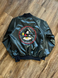 940 -Blue Satin Embroidered Reedy Creek Energy Services Bomber Jacket - L
