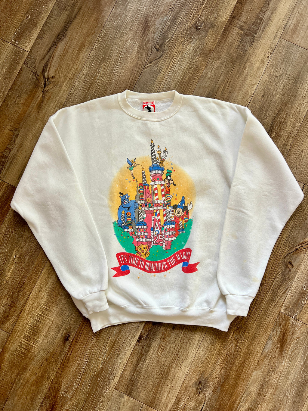 1266 - White 25th Anniversary Castle Cake Crewneck - XL