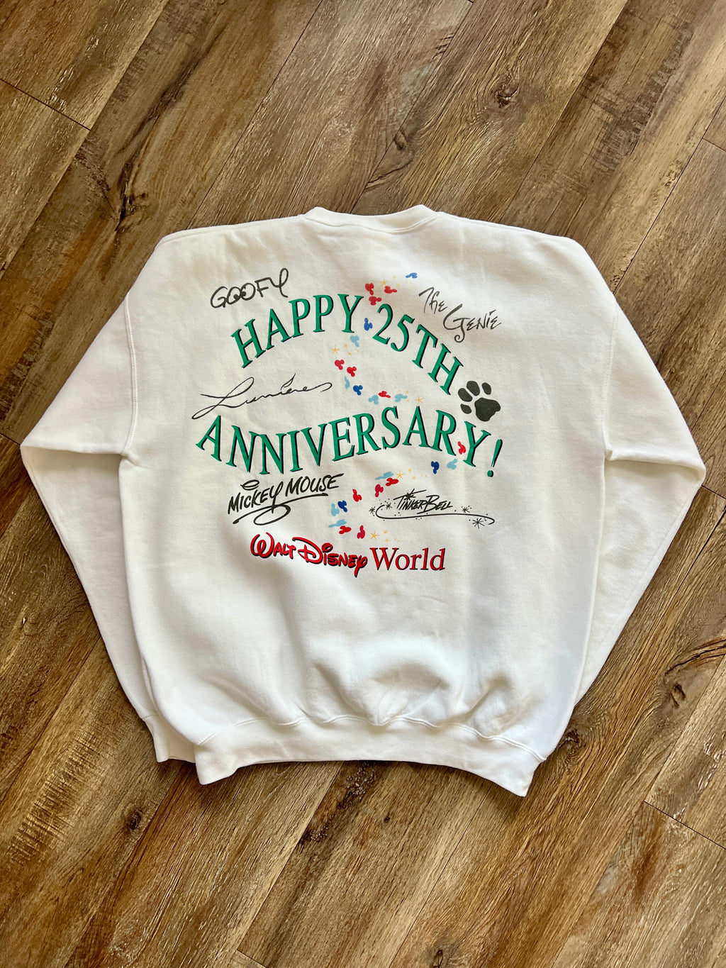 1266 - White 25th Anniversary Castle Cake Crewneck - XL