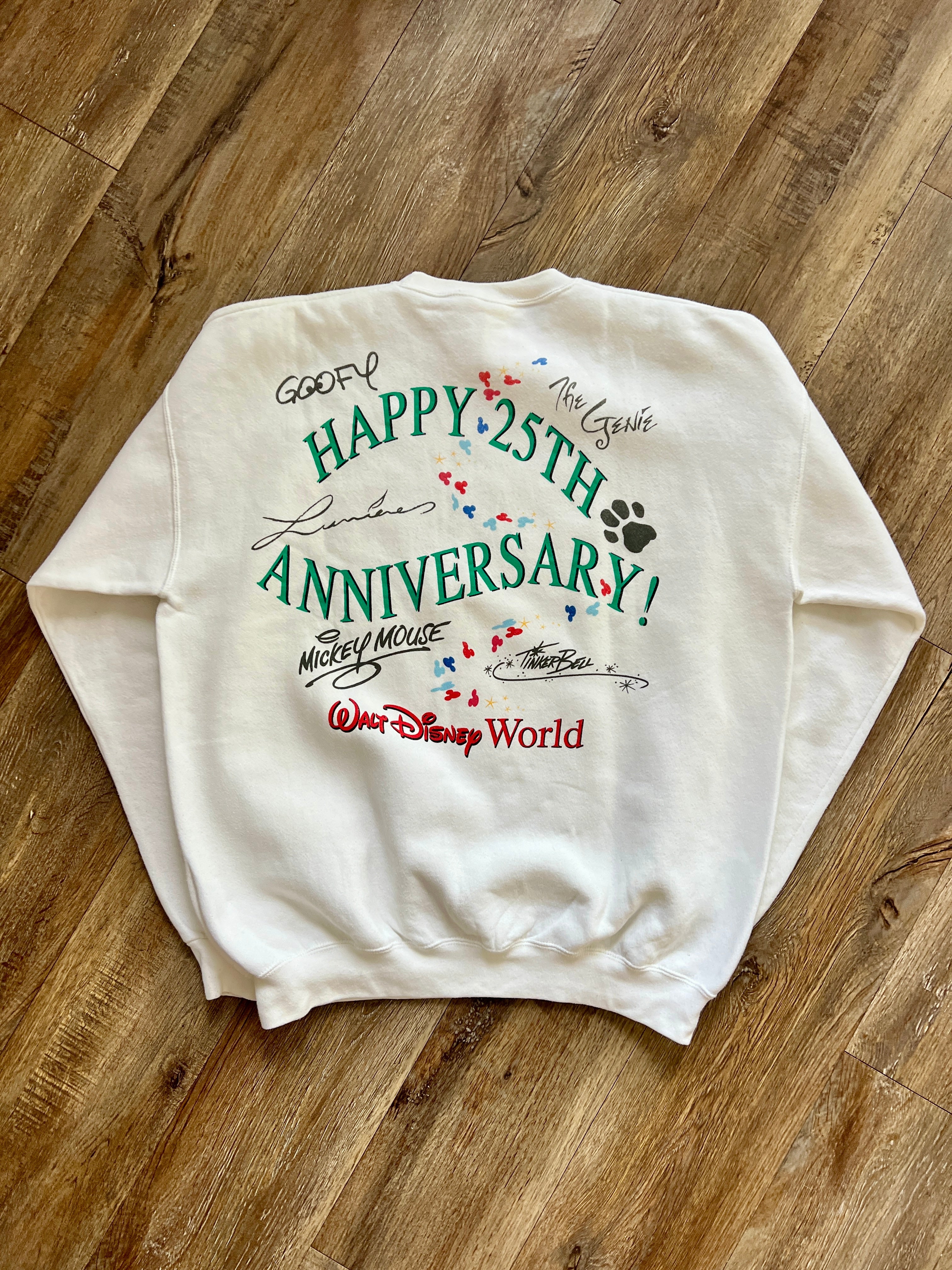 1266 - White 25th Anniversary Castle Cake Crewneck - XL