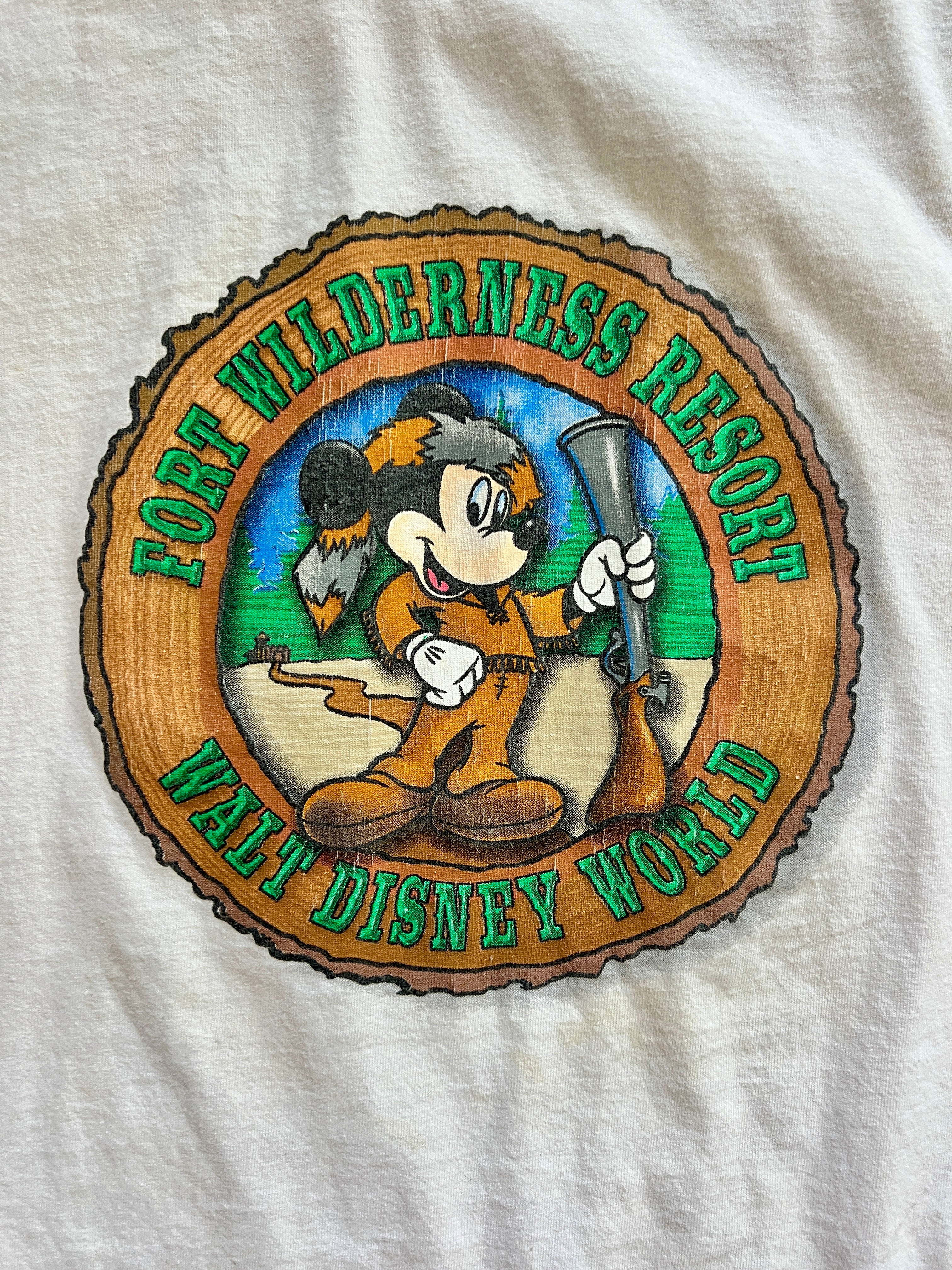 1271 - White Fort Wilderness Mickey Logo Shirt - L