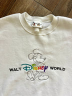 1273 - White Embroidered WDW Logo Mickey Crewneck - NT / S
