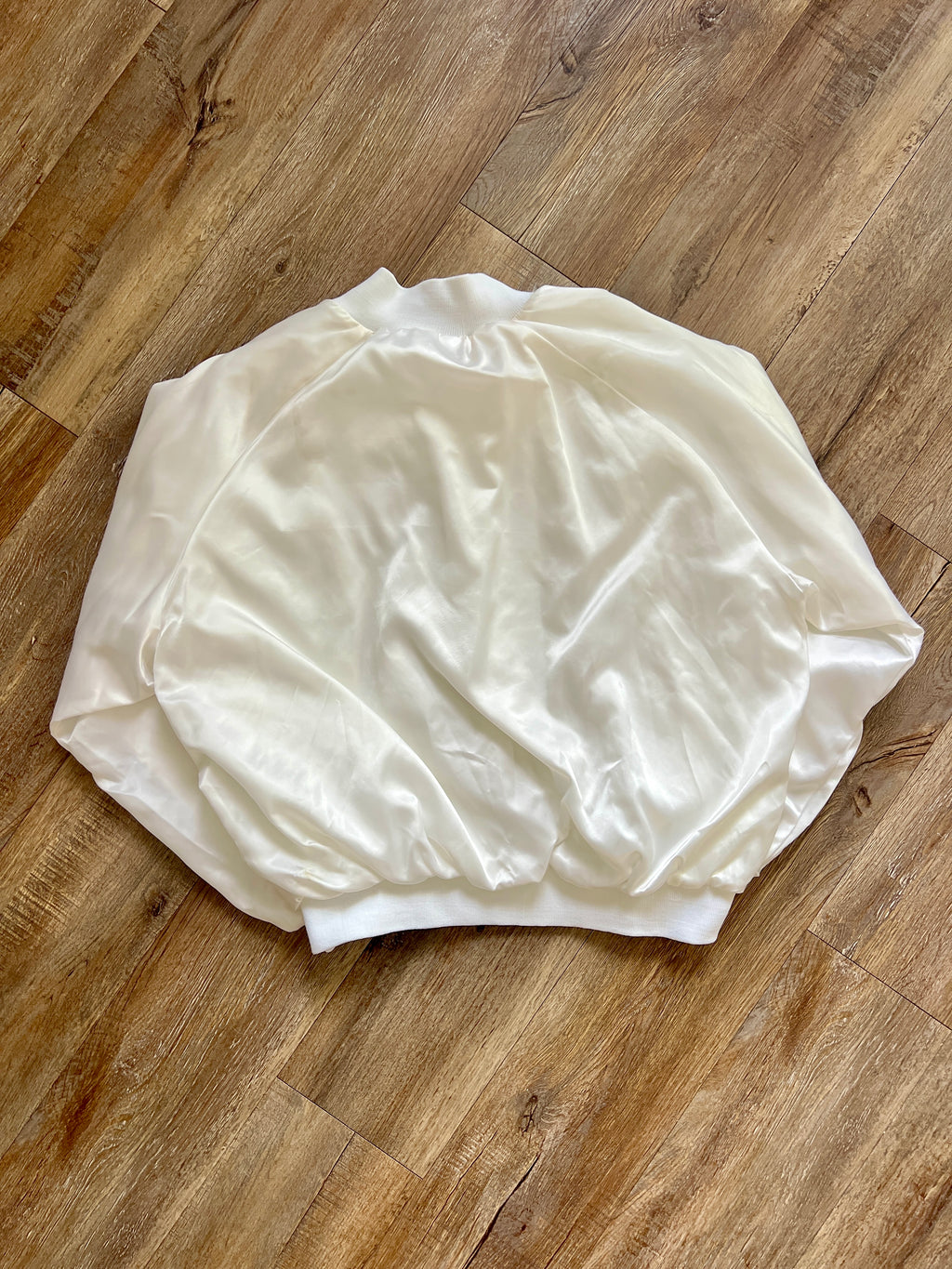 1274 - White Embroidered Satin EPCOT Mickey Bomber  - XL
