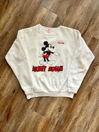 1275 - White Mickey Mouse Letter Florida Front & Back Hit Crewneck - XL