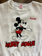 1275 - White Mickey Mouse Letter Florida Front & Back Hit Crewneck - XL