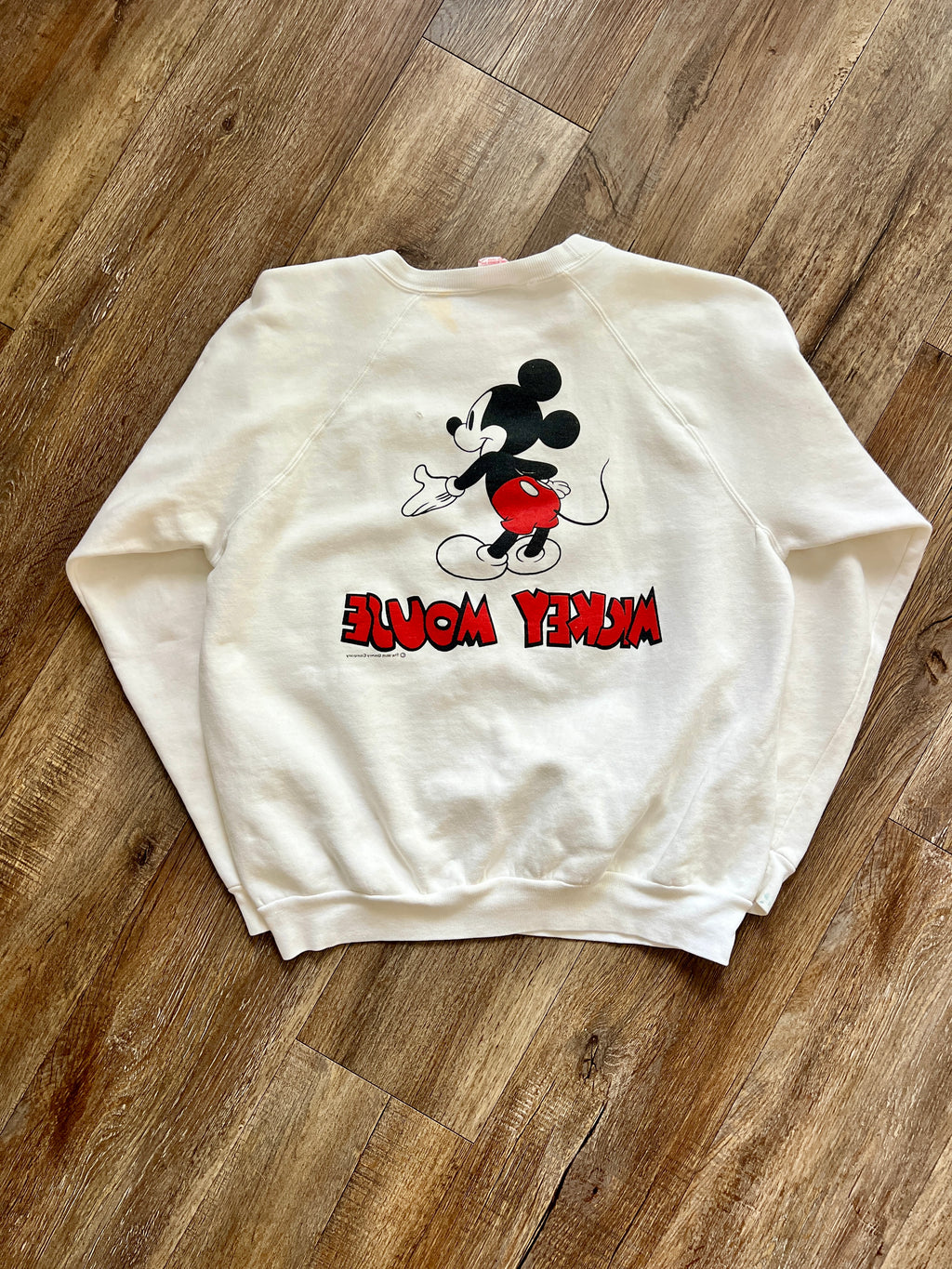 1275 - White Mickey Mouse Letter Florida Front & Back Hit Crewneck - XL