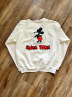 1275 - White Mickey Mouse Letter Florida Front & Back Hit Crewneck - XL