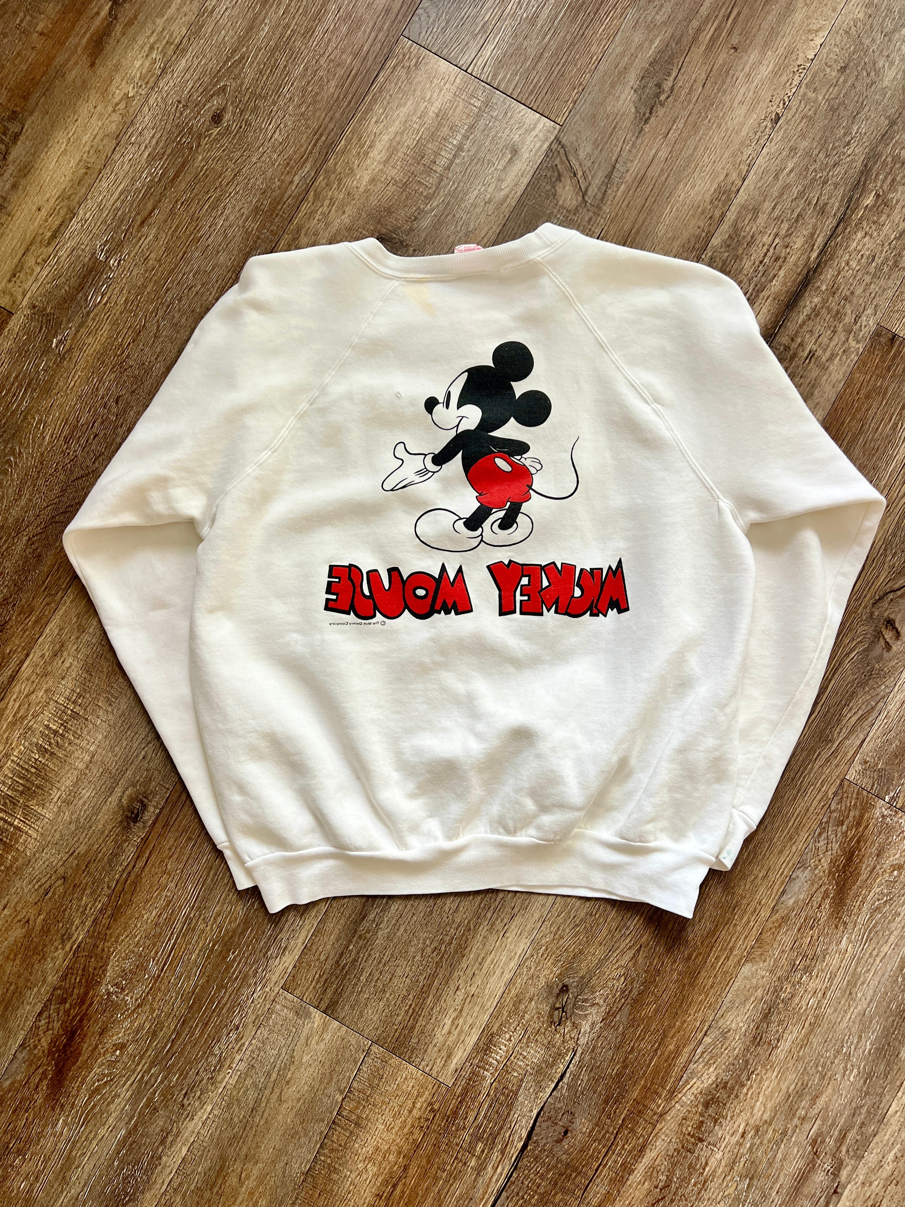 1275 - White Mickey Mouse Letter Florida Front & Back Hit Crewneck - XL