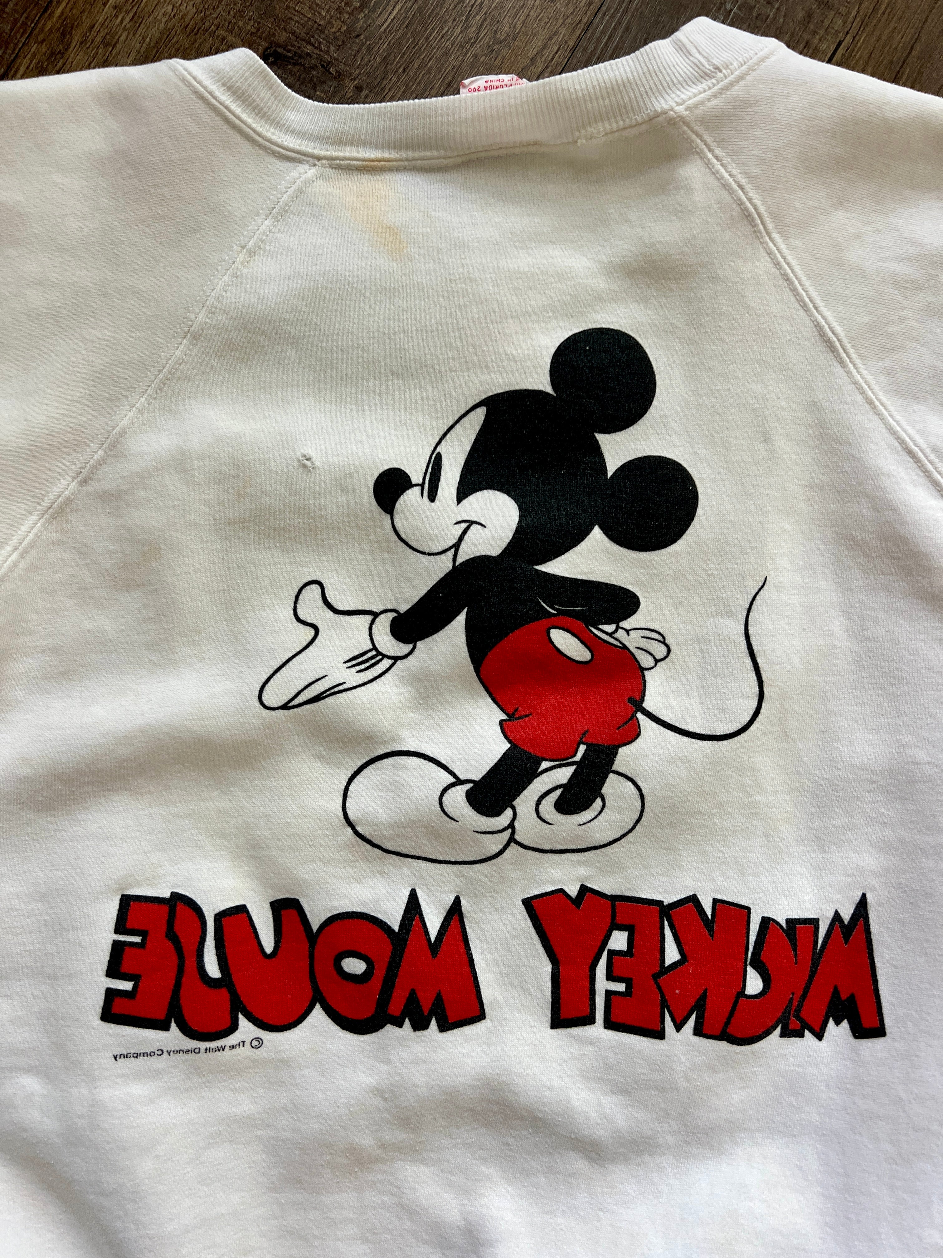 1275 - White Mickey Mouse Letter Florida Front & Back Hit Crewneck - XL