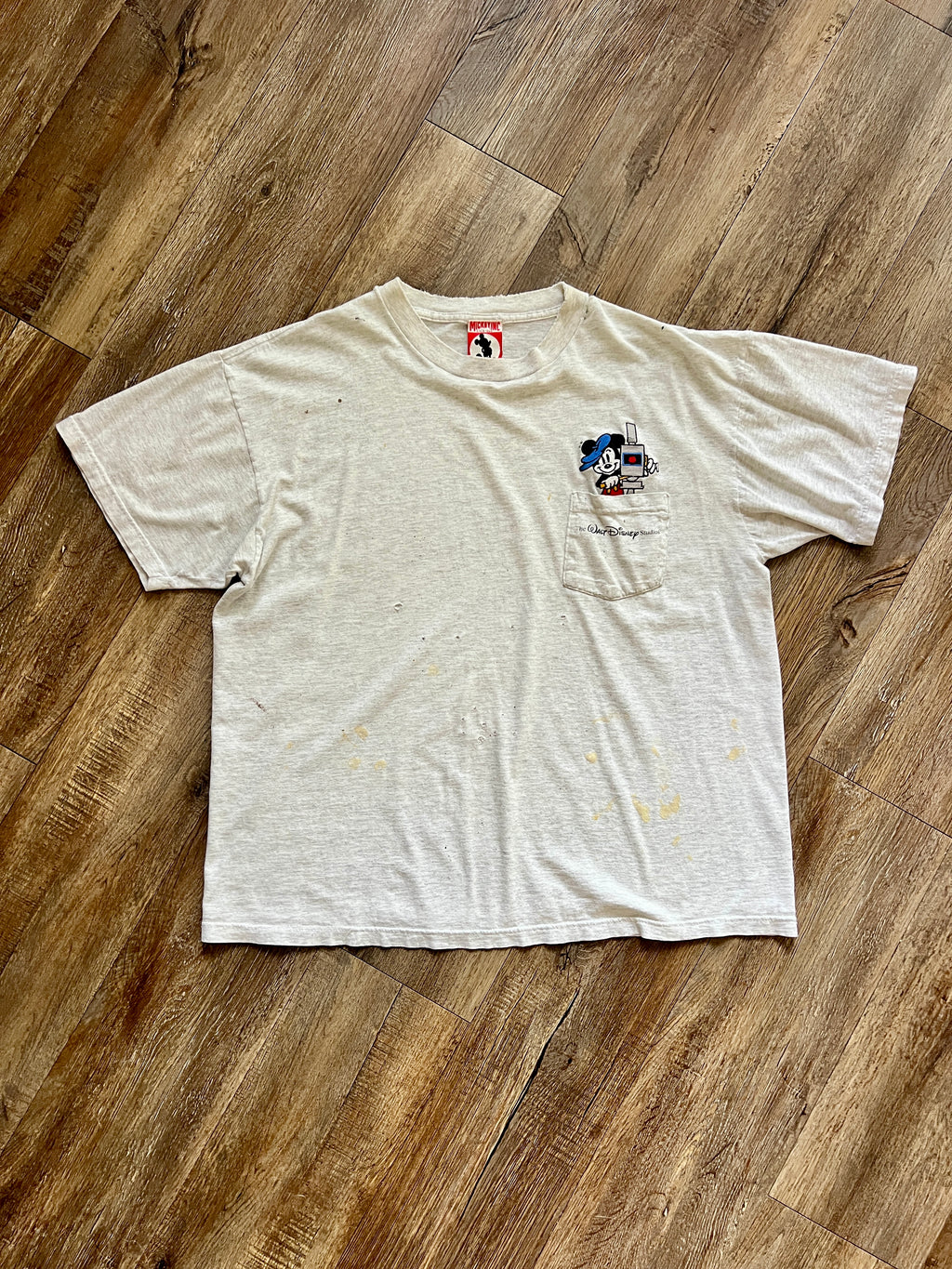 1278 - Grey Thrashed Embroidered Director Mickey WDW Studios Pocket Shirt - L/XL