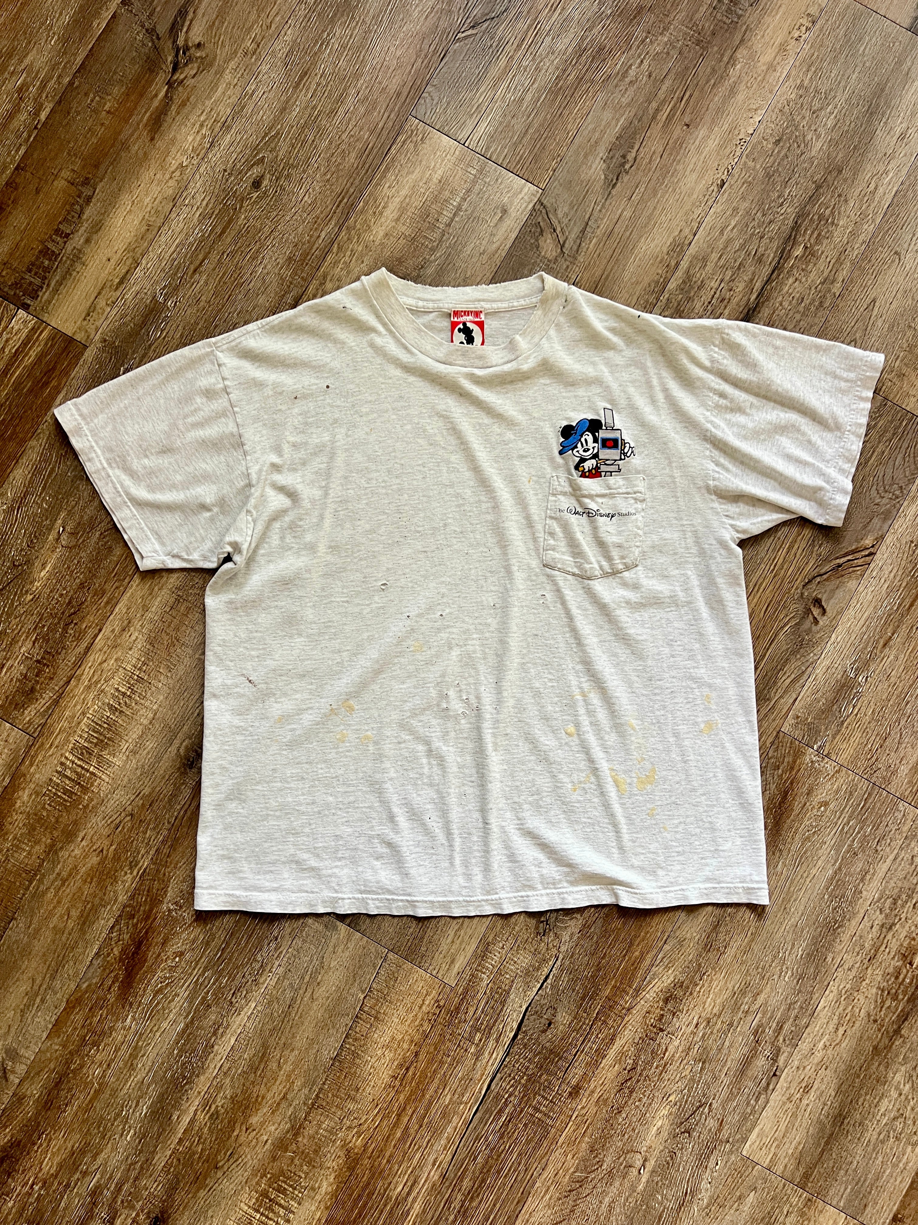 1278 - Grey Thrashed Embroidered Director Mickey WDW Studios Pocket Shirt - L/XL