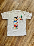 1279 - Grey Goofy, Mickey, & Donald Button Down Print Shirt - L