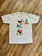 1279 - Grey Goofy, Mickey, & Donald Button Down Print Shirt - L