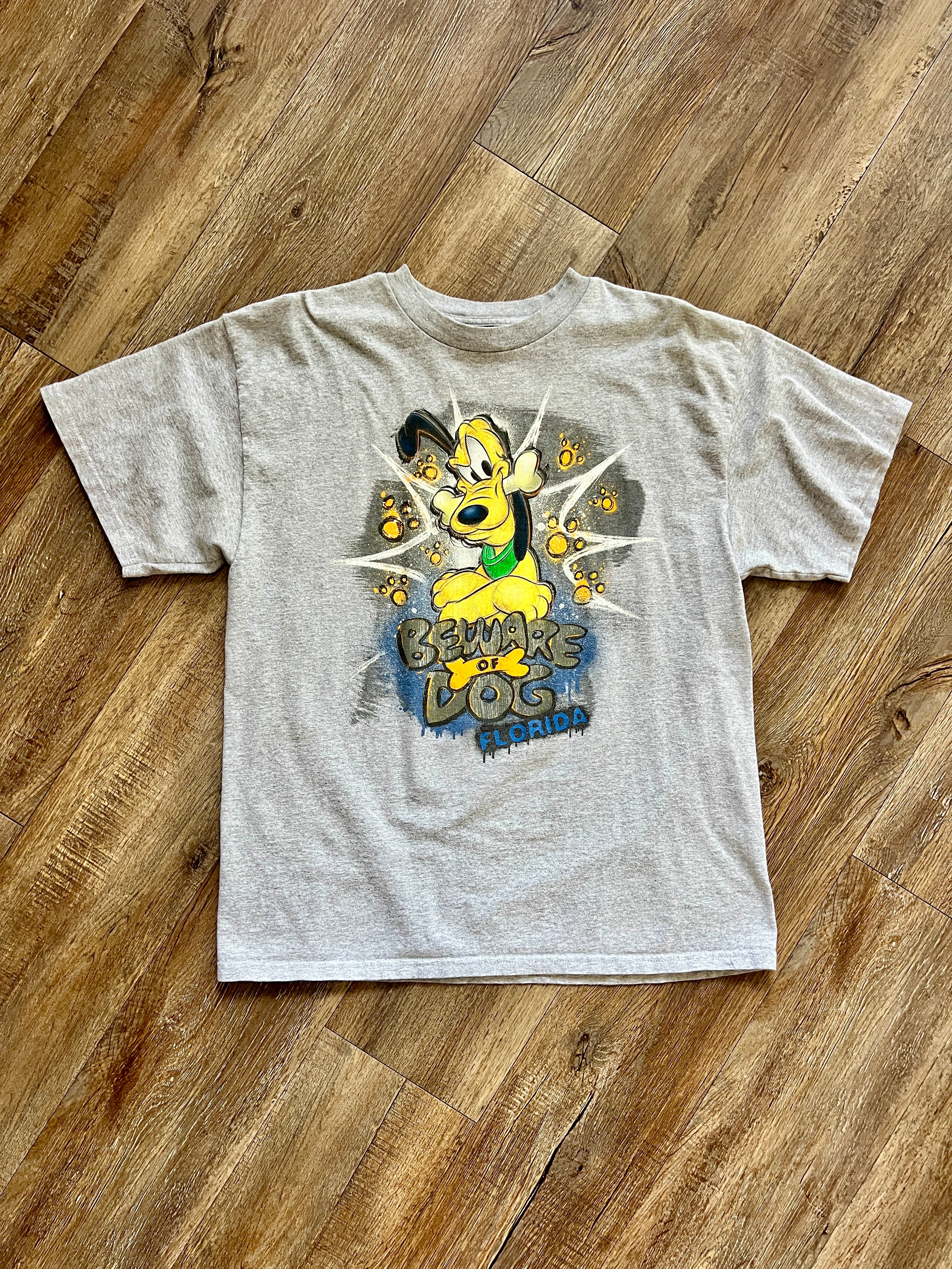 1282 - Grey Beware of Dog Pluto Shirt - L