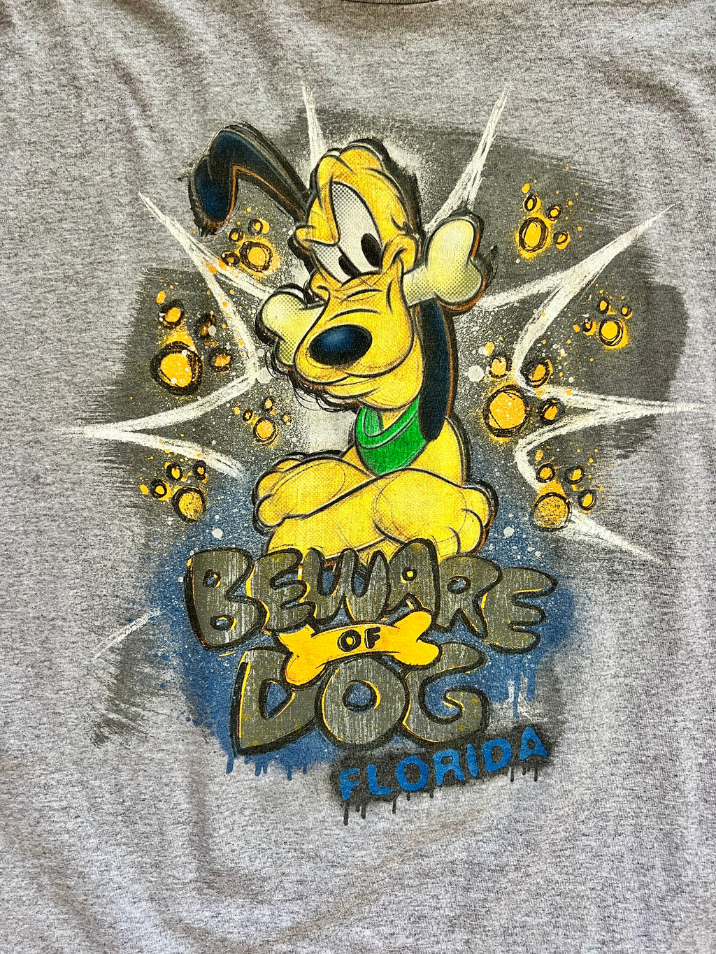 1282 - Grey Beware of Dog Pluto Shirt - L