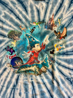 1284 - Blue & White Tie-Dye WDW Icons Sorcerer Mickey Shirt - S
