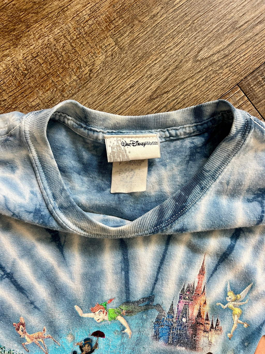 1284 - Blue & White Tie-Dye WDW Icons Sorcerer Mickey Shirt - S