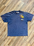 1287 - Navy Embroidered Winnie the Pooh & Tigger Spilling Hunny Pots Shirt - XL