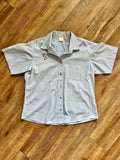 1289 - Blue Embroidered Mickey Health Services Cast Member Button Up - L