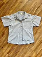 1289 - Blue Embroidered Mickey Health Services Cast Member Button Up - L