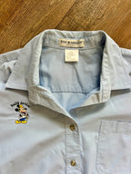 1289 - Blue Embroidered Mickey Health Services Cast Member Button Up - L