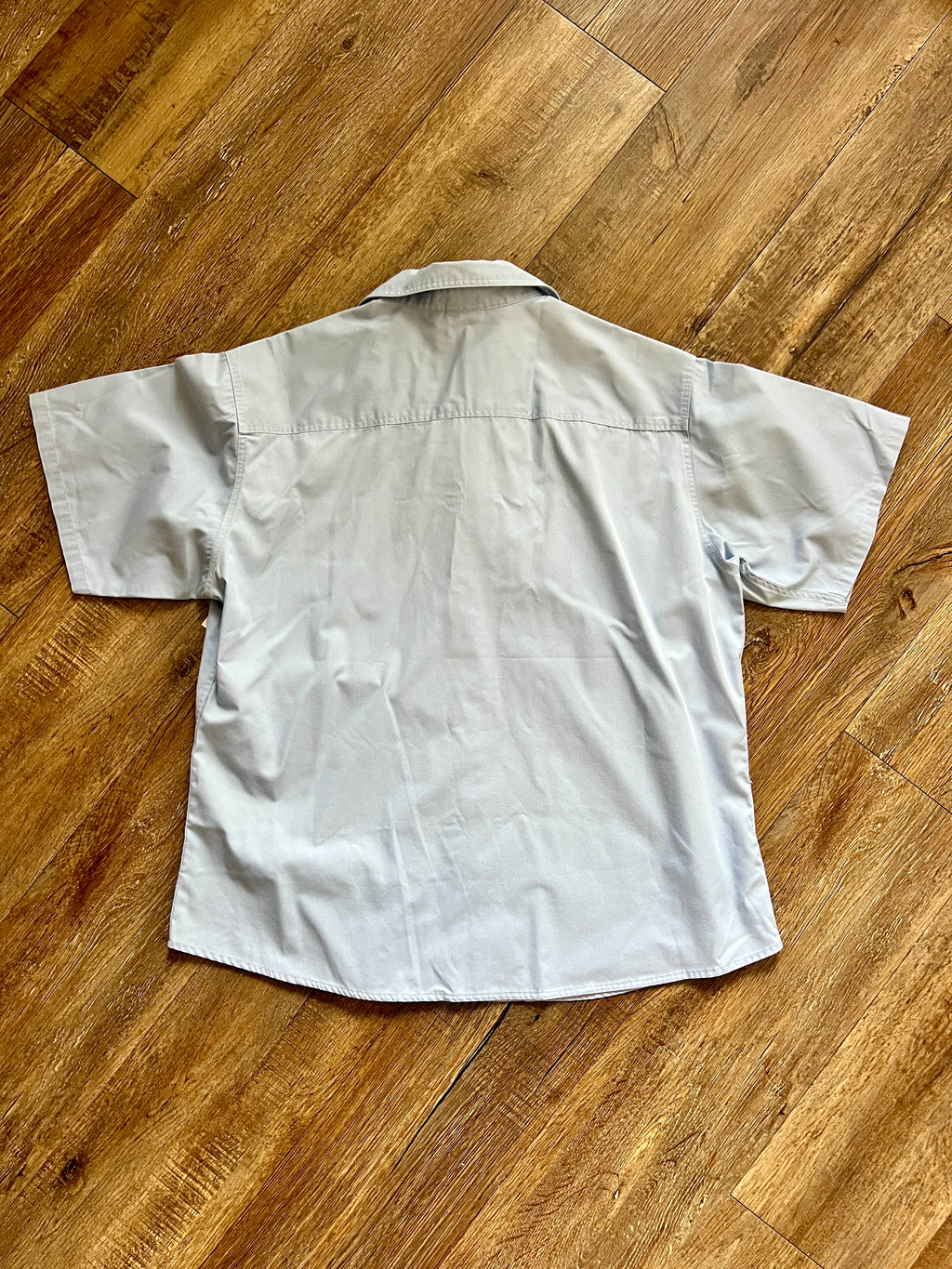 1289 - Blue Embroidered Mickey Health Services Cast Member Button Up - L