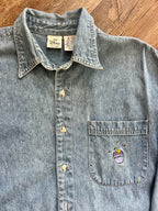 1293 - Denim Embroidered Winnie the Pooh & Friends Button Down - M