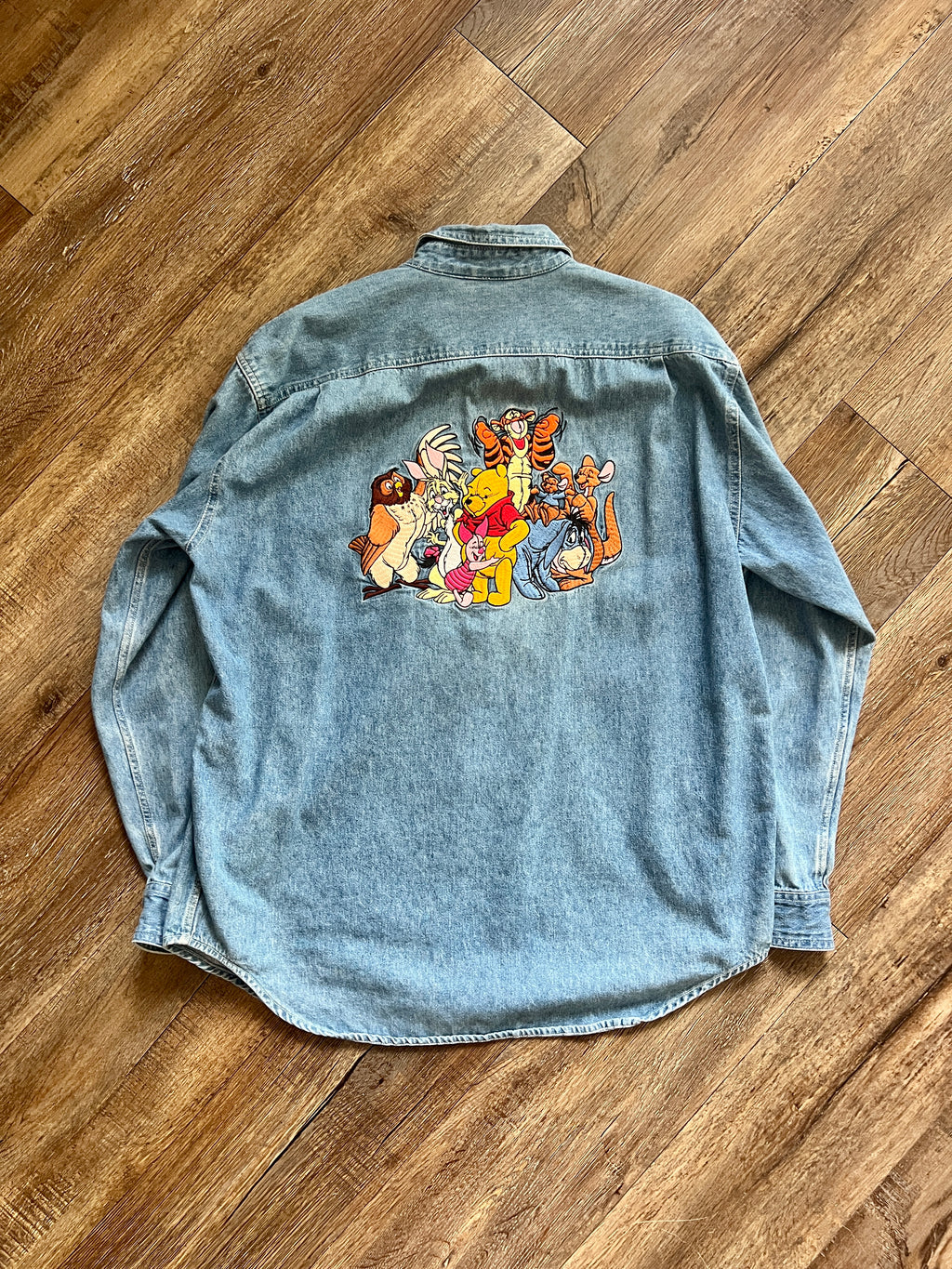 1293 - Denim Embroidered Winnie the Pooh & Friends Button Down - M