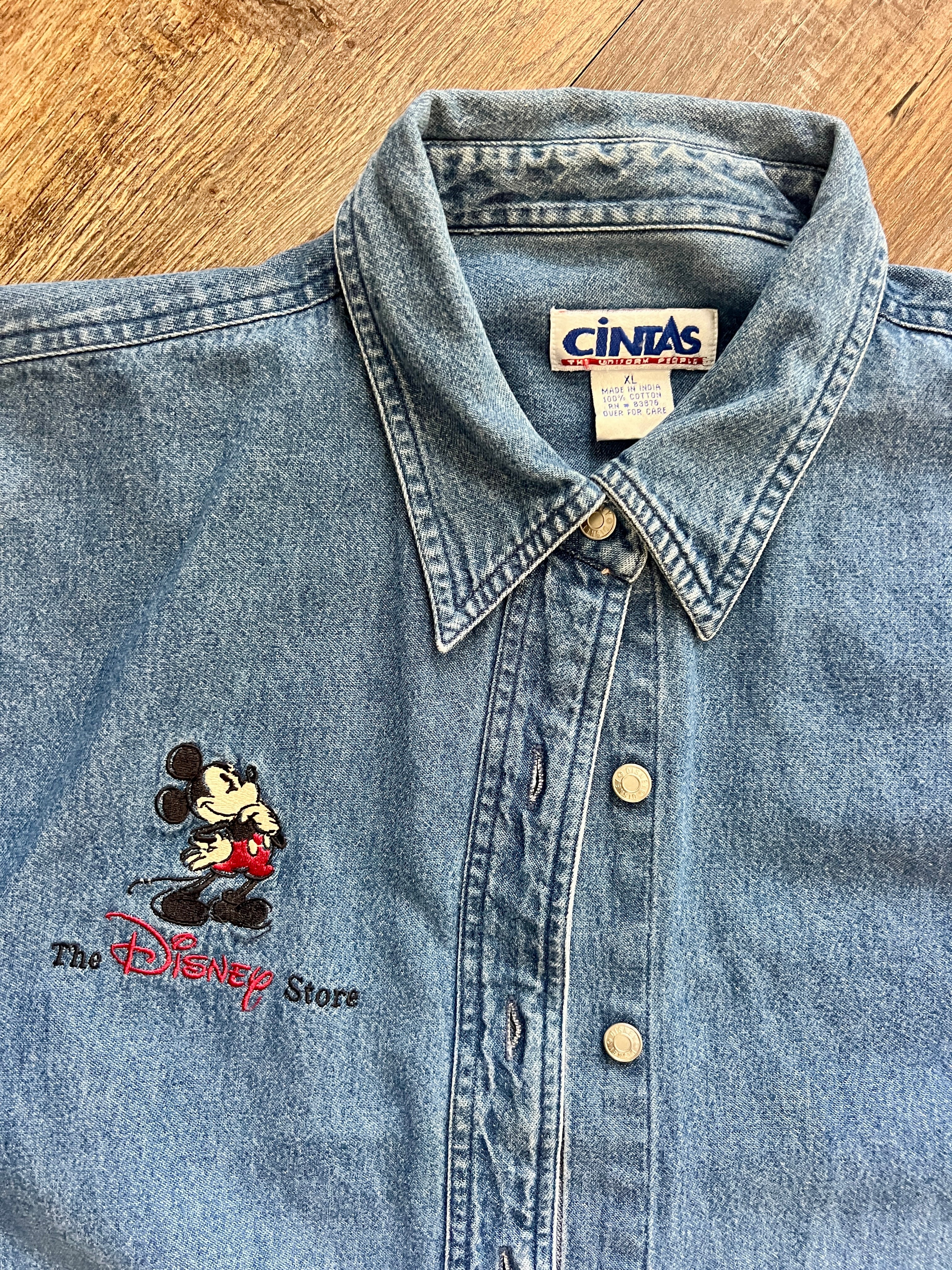 1295 - Denim Embroidered The Disney Store Cast Member Long Sleeve - XL
