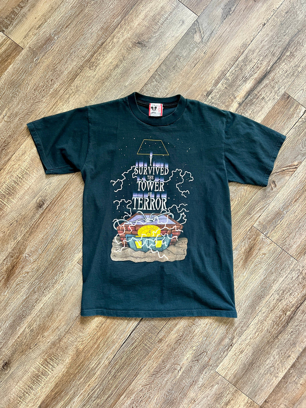 1299 - Black I Survived Tower of Terror It's A Snap Font & Back Hit Shirt - M
