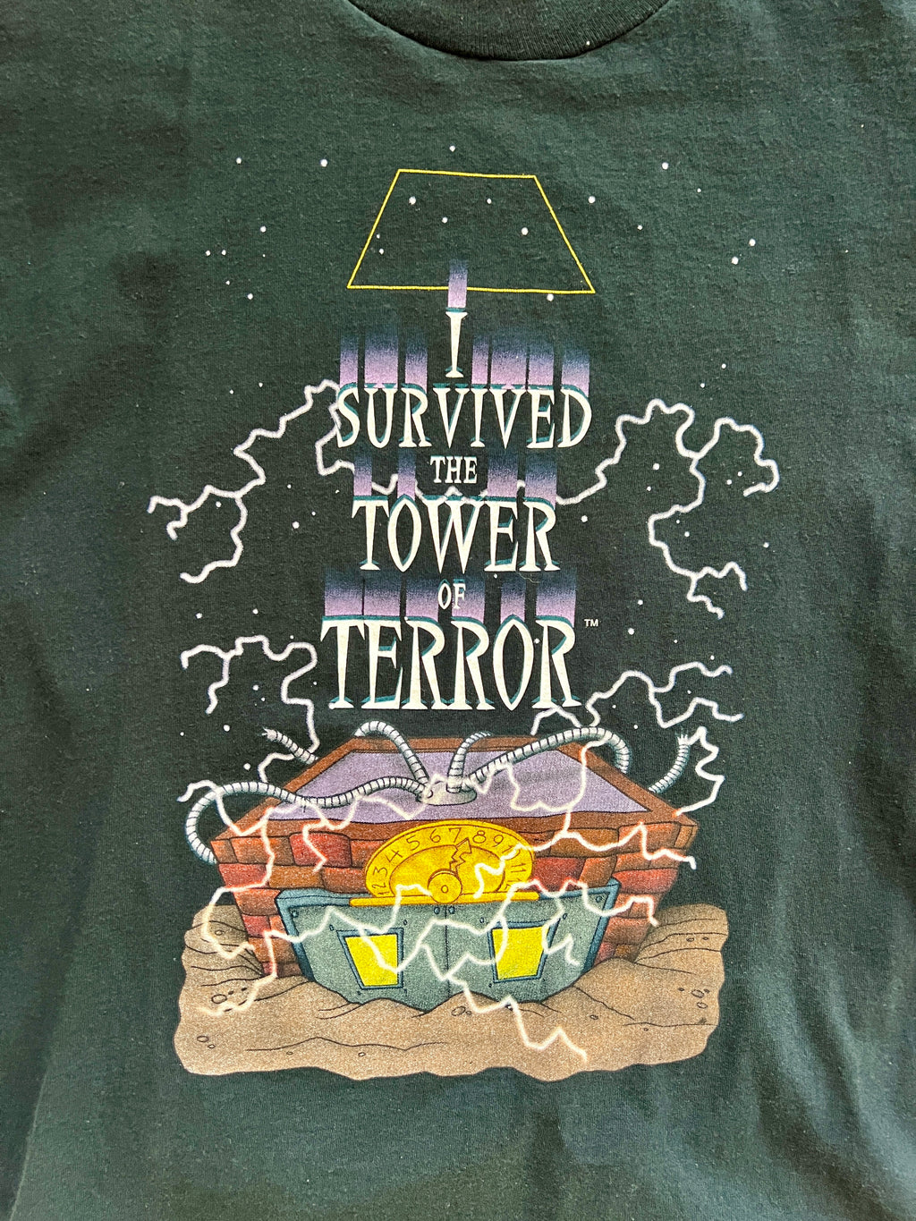 1299 - Black I Survived Tower of Terror It's A Snap Font & Back Hit Shirt - M