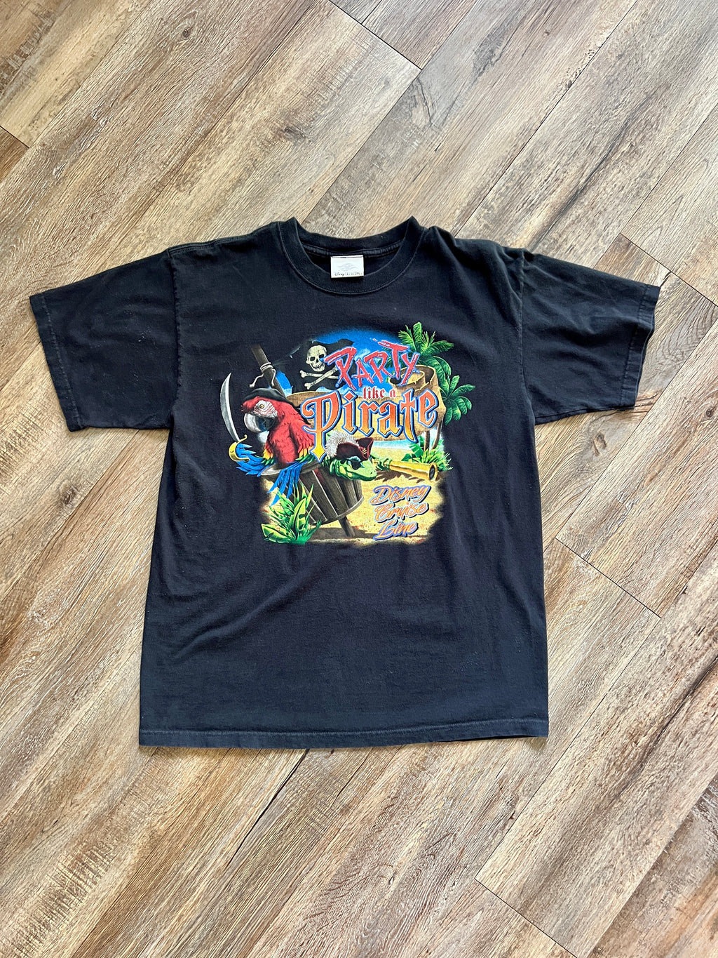 1300 - Black DCL Party Like a Pirate Parrot Shirt - L
