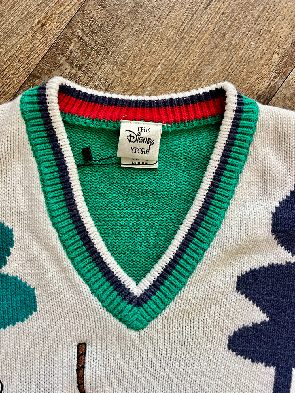 1303 - Green & Blue Embroidered The Disney Store Mickey Golf Sweater Vest - M