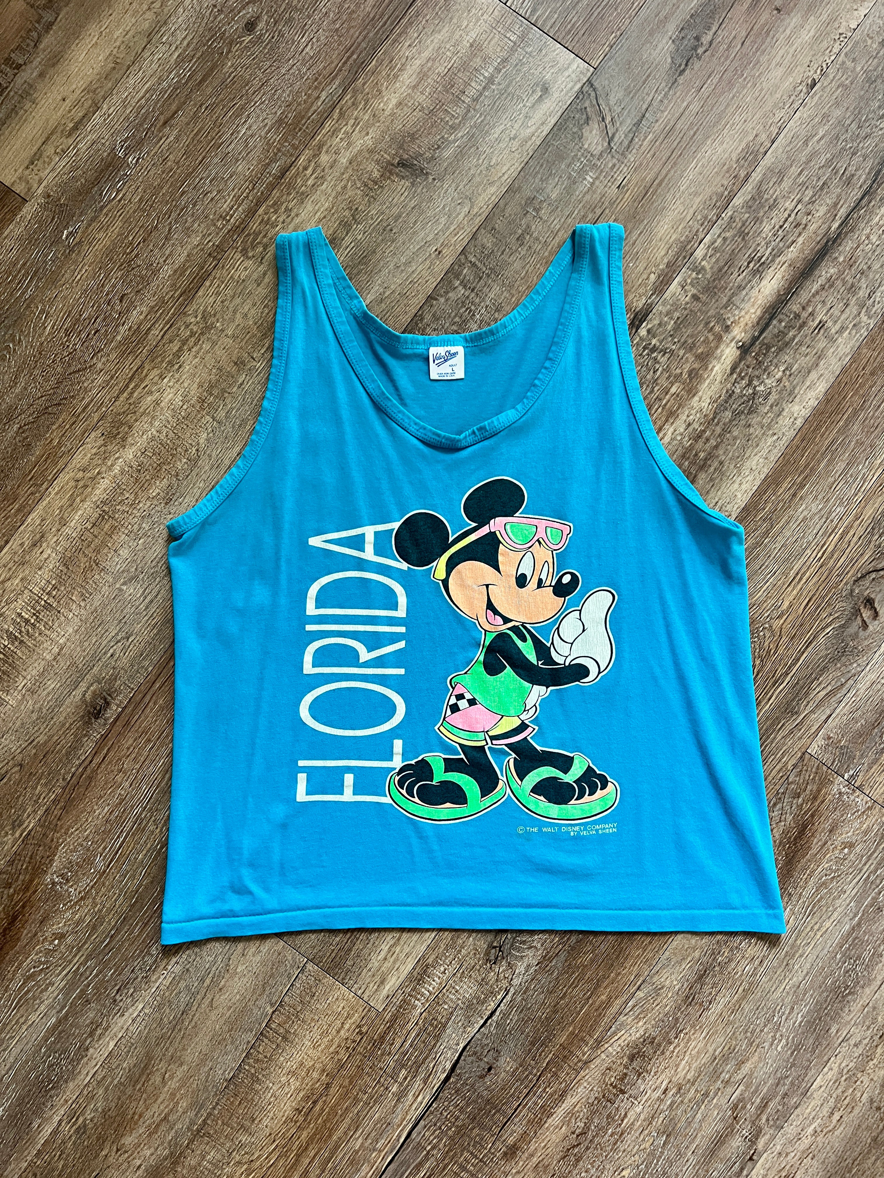 1305 - Blue Velva Sheen Florida Mickey Tank - L