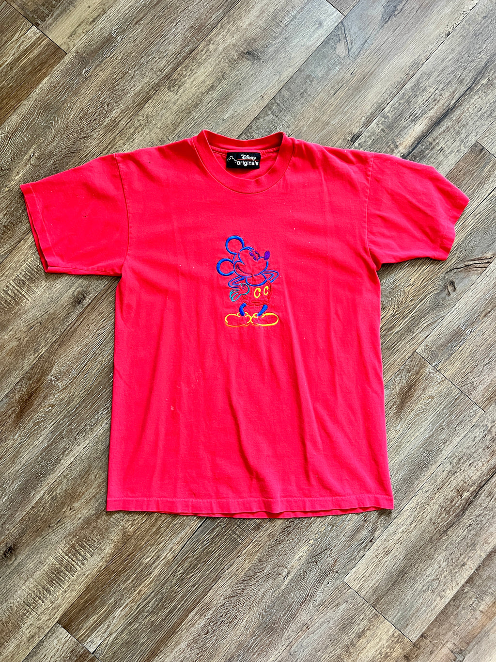 1308 - Red Disney Originals Embroidered Classic Mickey Shirt - M