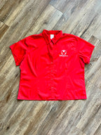 1309 - Red Embroidered Disney Store Mickey Head Cast Member Button Down - 2XL