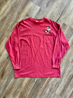 1310 - Red Embroidered Leap Frog Donald & Mickey Pocket Long Sleeve - XL