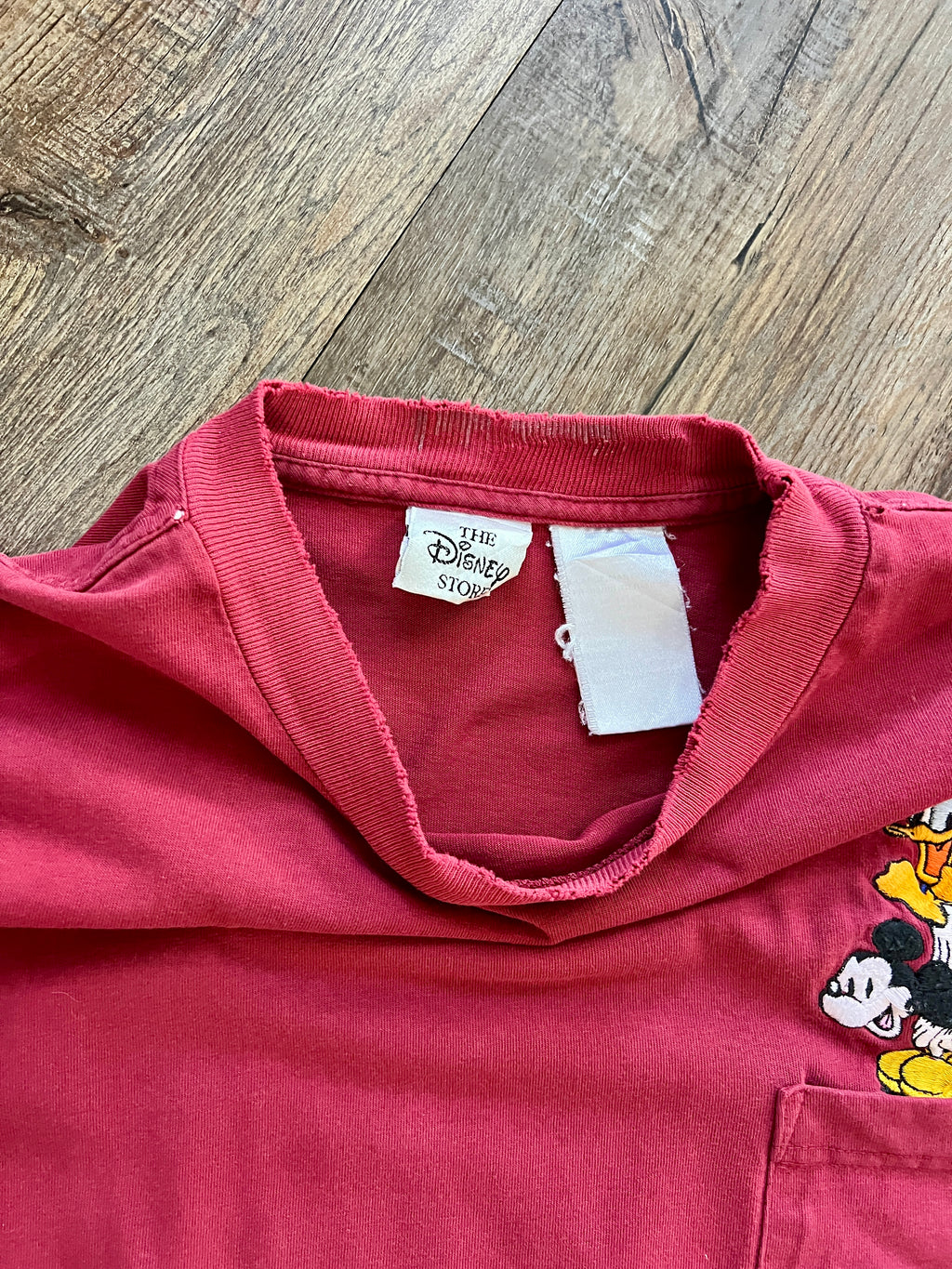 1310 - Red Embroidered Leap Frog Donald & Mickey Pocket Long Sleeve - XL