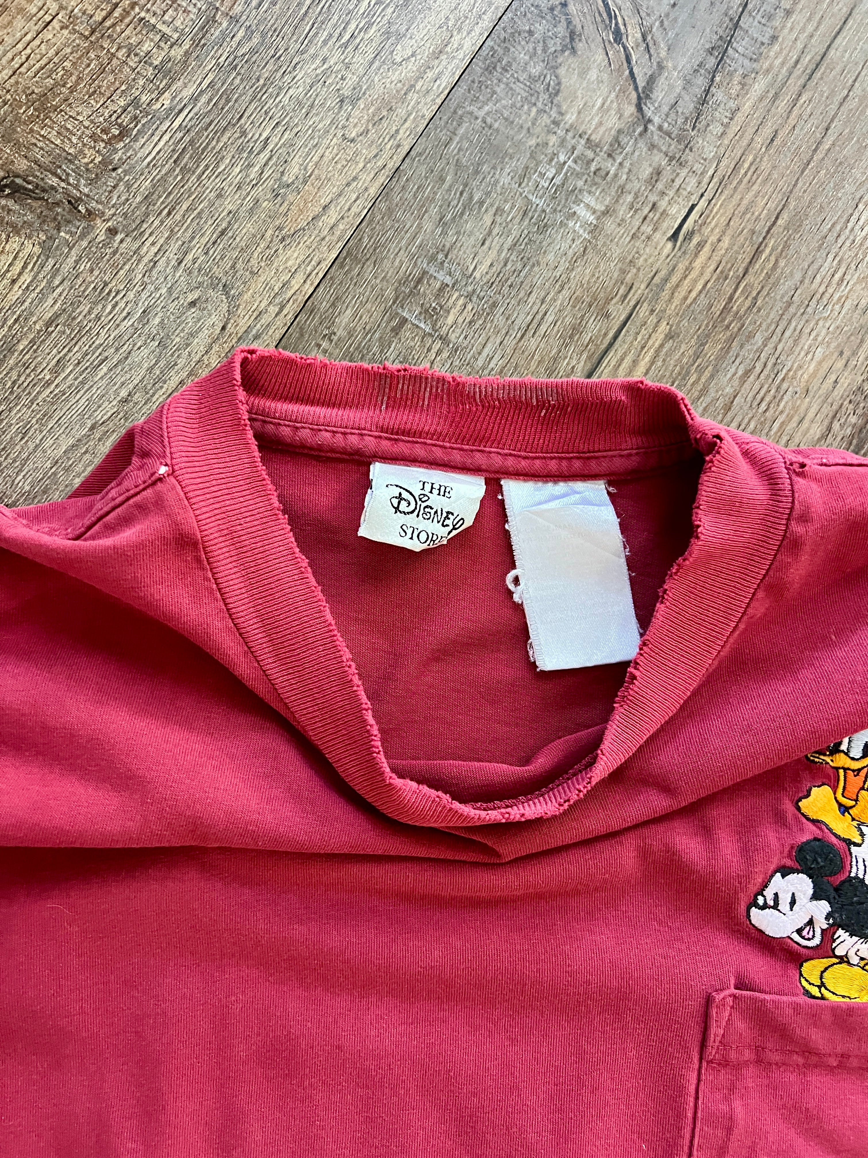 1310 - Red Embroidered Leap Frog Donald & Mickey Pocket Long Sleeve - XL