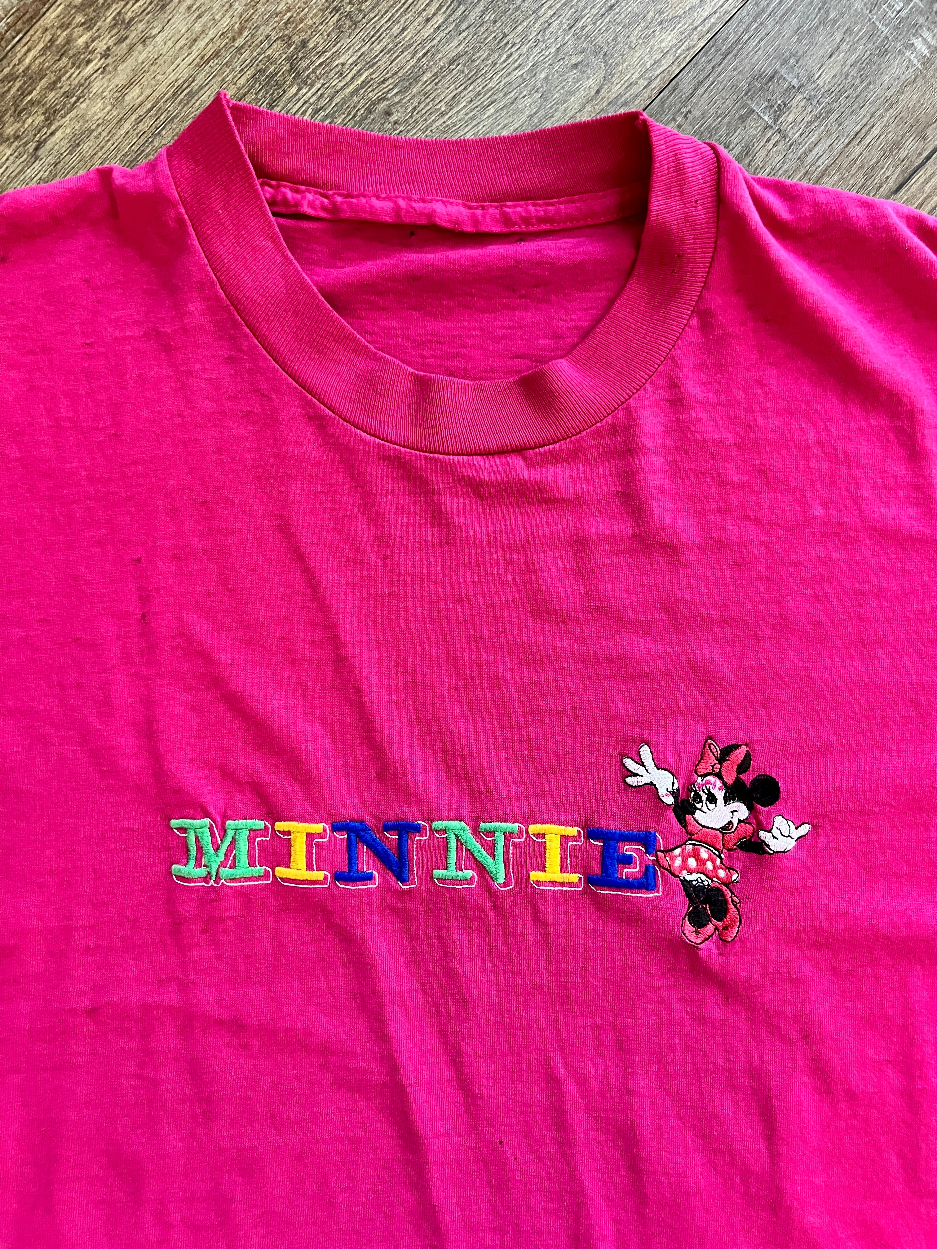 1311 - Pink Embroidered Minnie Letter Shirt - NT / XL