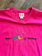 1312 - Pink Embroidered Rainbow WDW Logo Mickey Shirt - XL