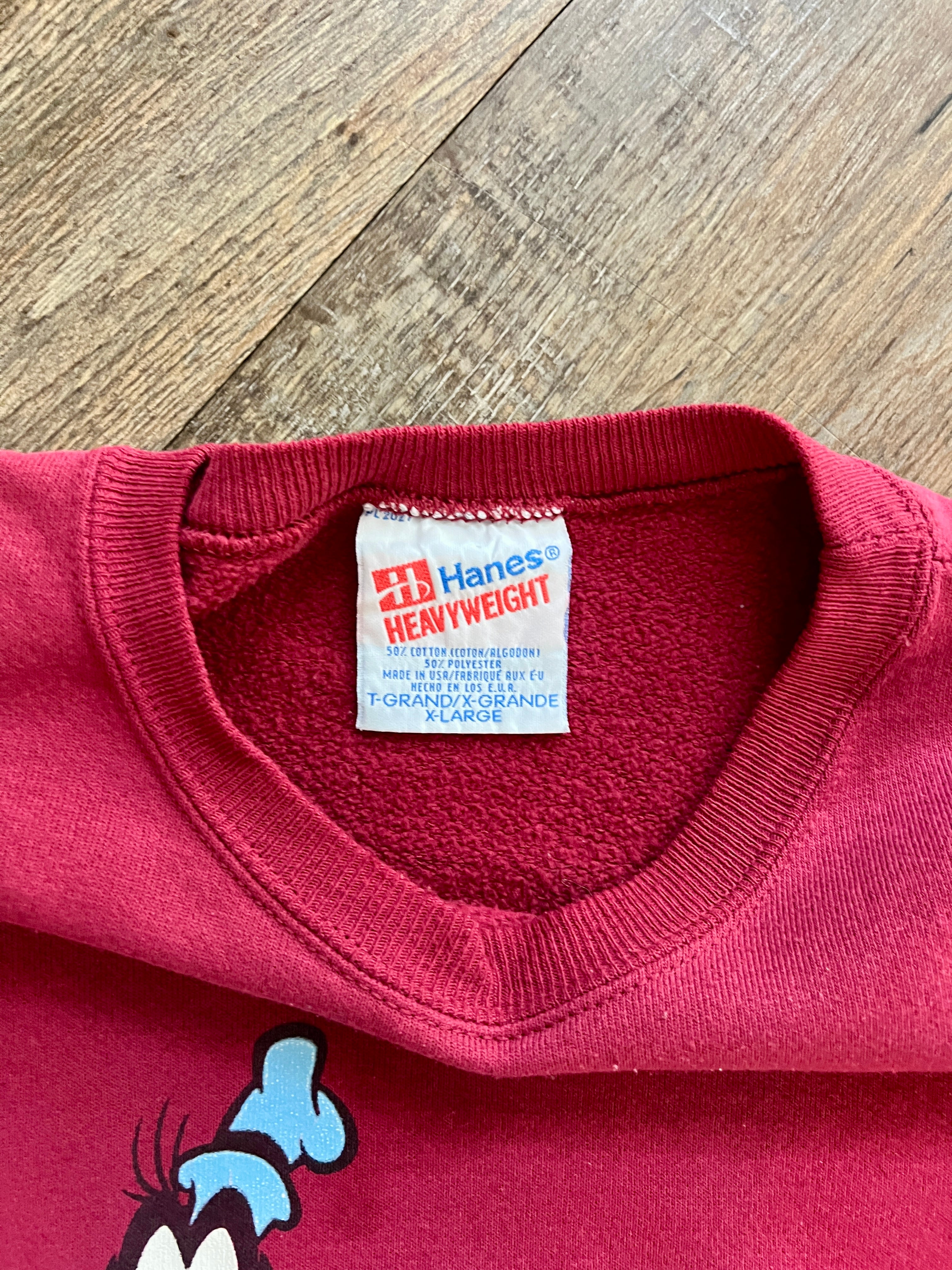 1314 - Burgundy Surprised Goofy Crewneck - XL
