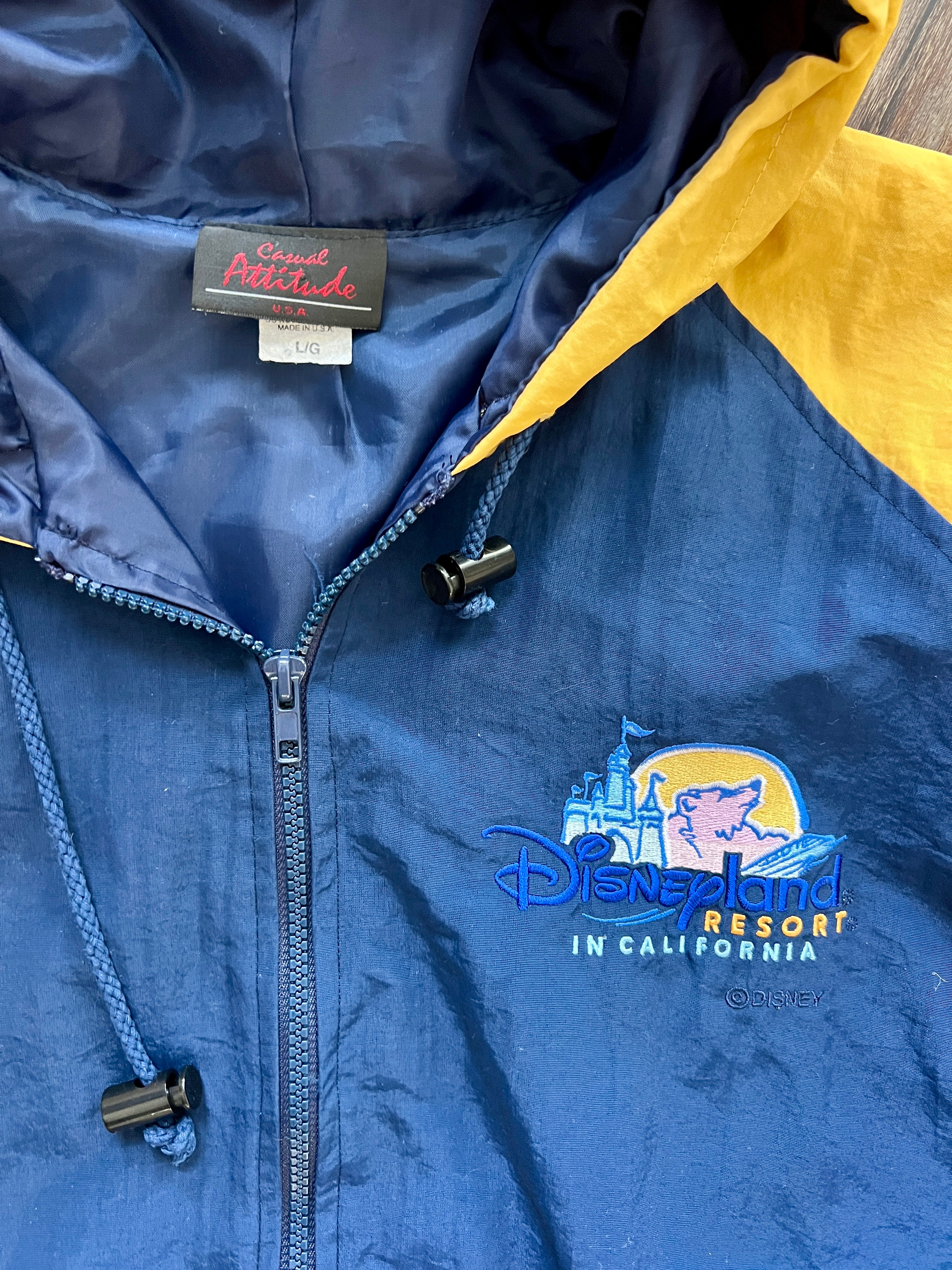 1319 - Blue & Yellow Disneyland Resort Zip Up Windbreaker - L