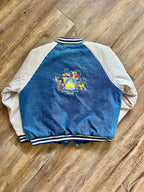 1321 - Denim Embroidered WDW The Happiest Celebration on Earth Varsity Jacket - M