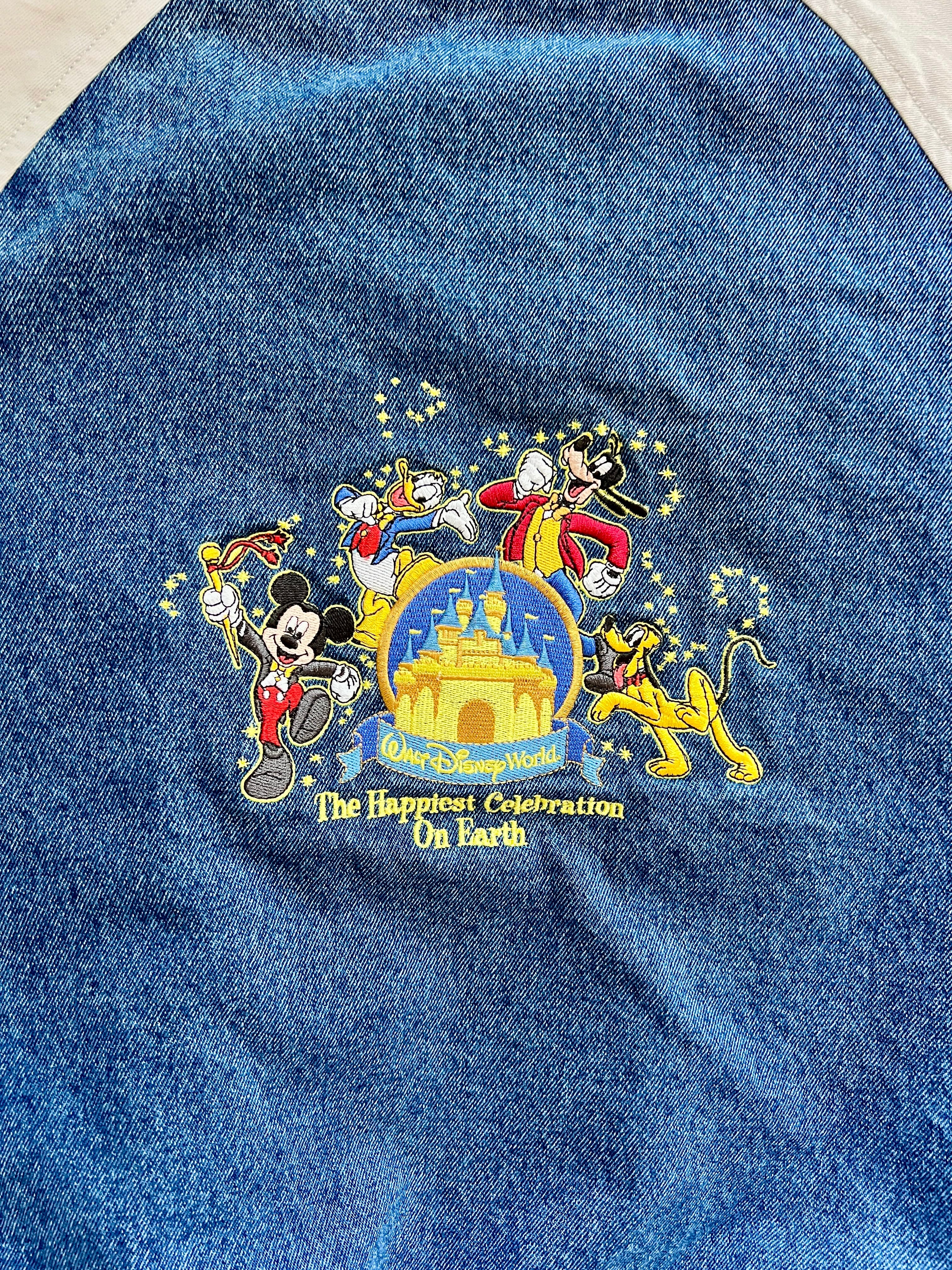 1321 - Denim Embroidered WDW The Happiest Celebration on Earth Varsity Jacket - M