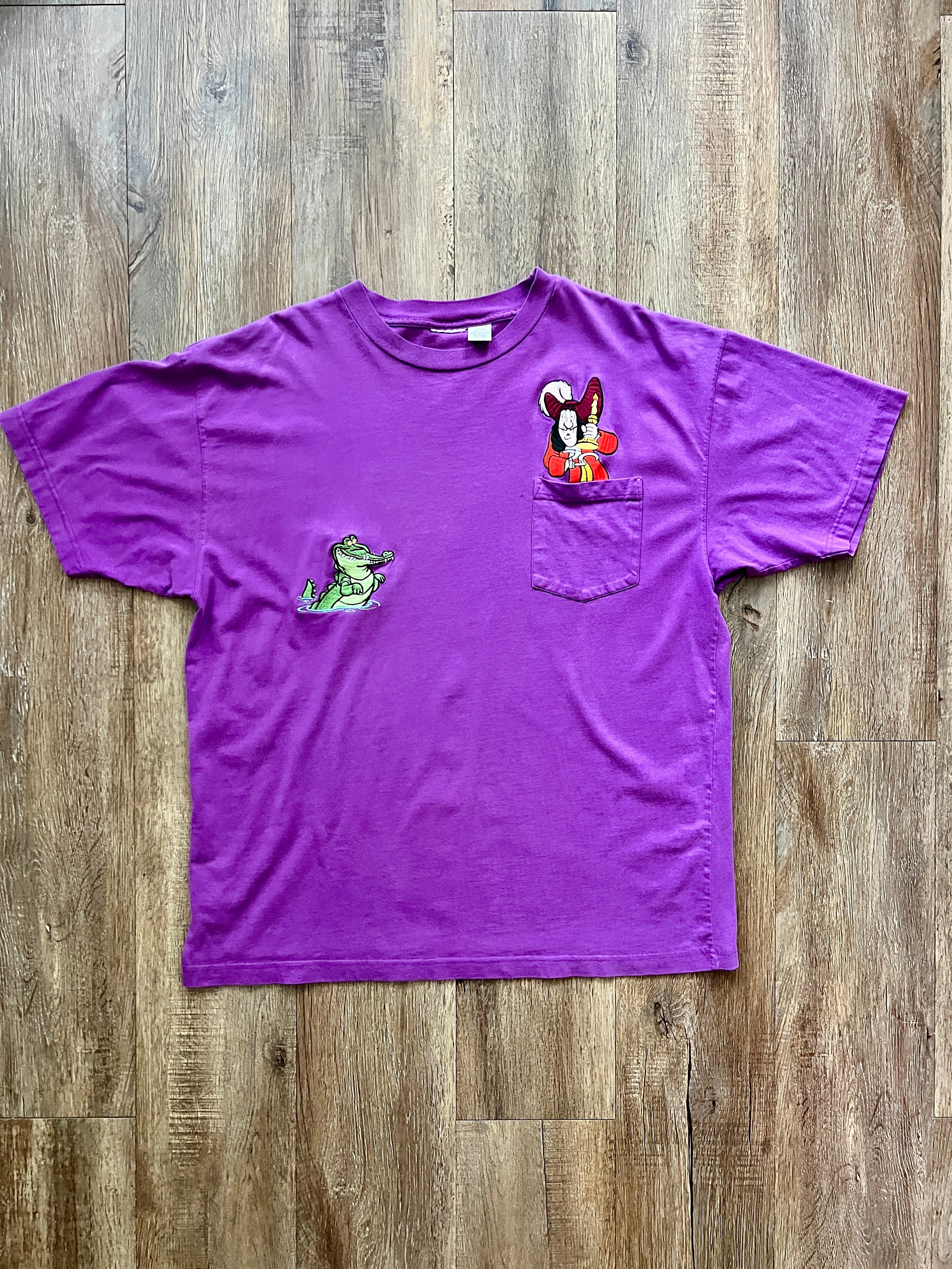 334 -Purple Embroidered Captain Hook & TikToc Crock Shirt - L/XL