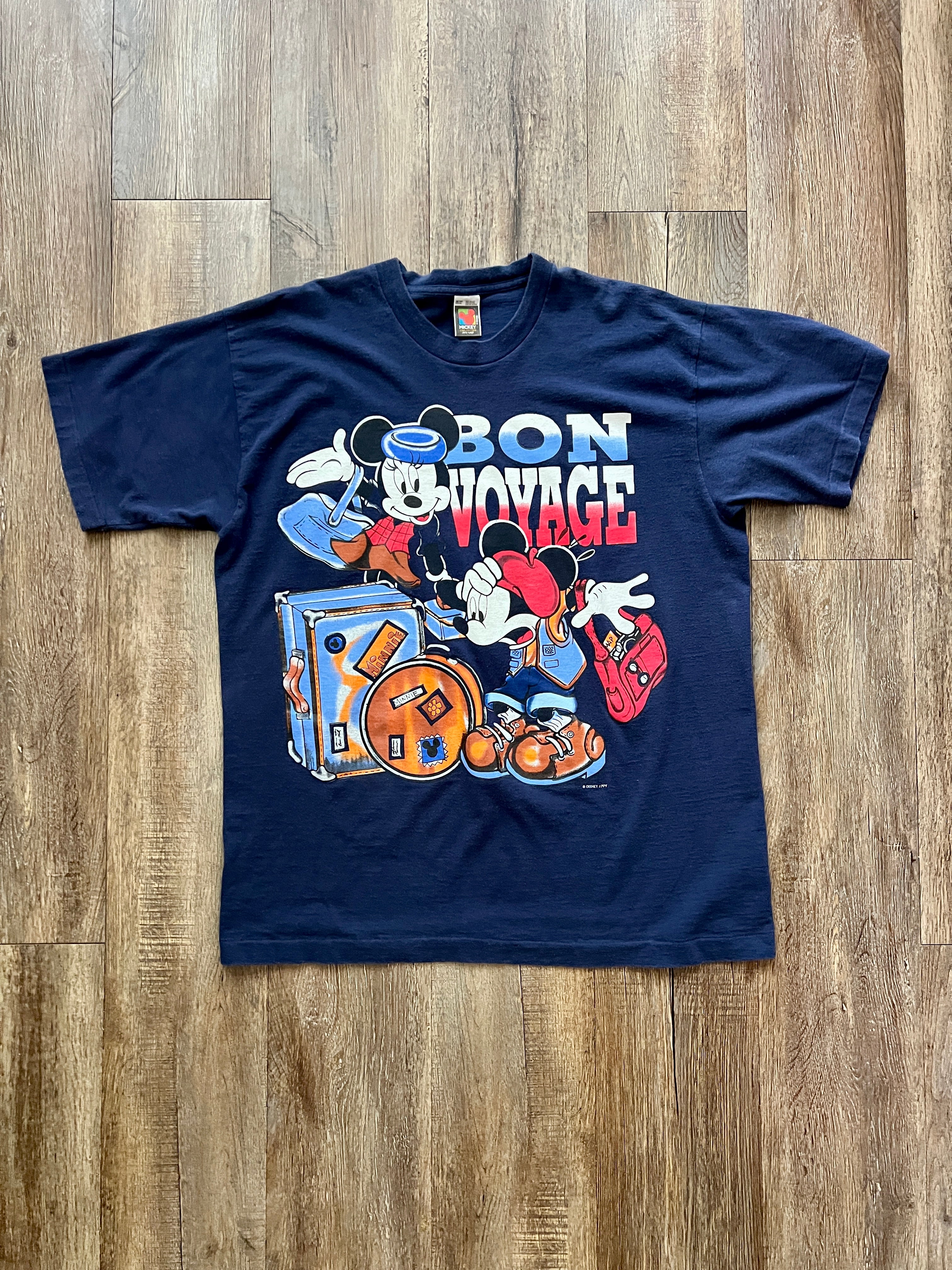 320 - Navy Mickey & Minnie Bon Voyage Suitcase Shirt - OSFA