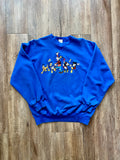322 -Blue Embroidered Fab 5 Music Notes Dancing Crewneck - XL