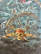 324 - Teal Tie Dye Pirates of the Caribbean Skeleton Steering Shirt - XL