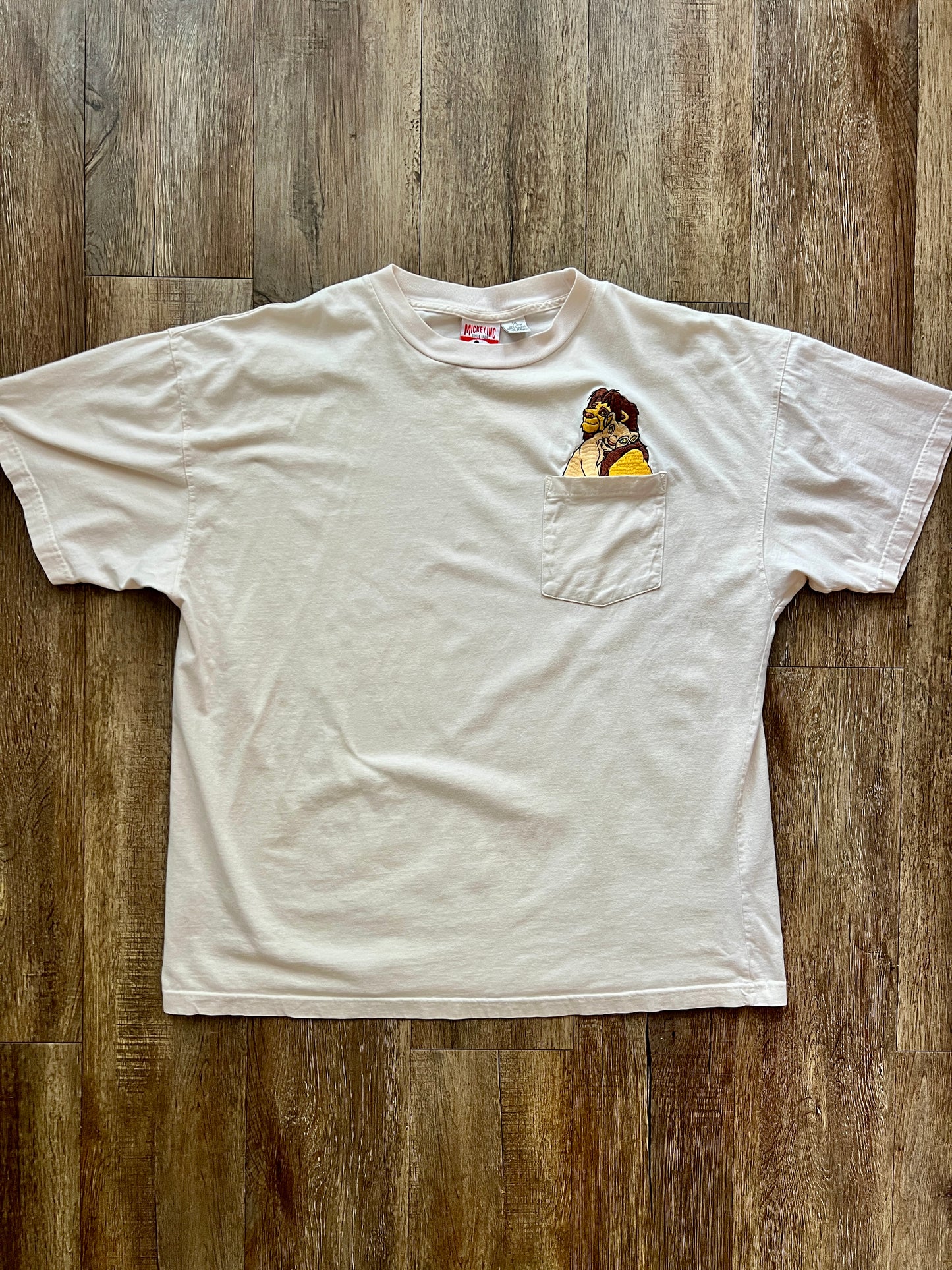 353 -Cream Embroidered Simba & Nala Pocket Tee - 3X